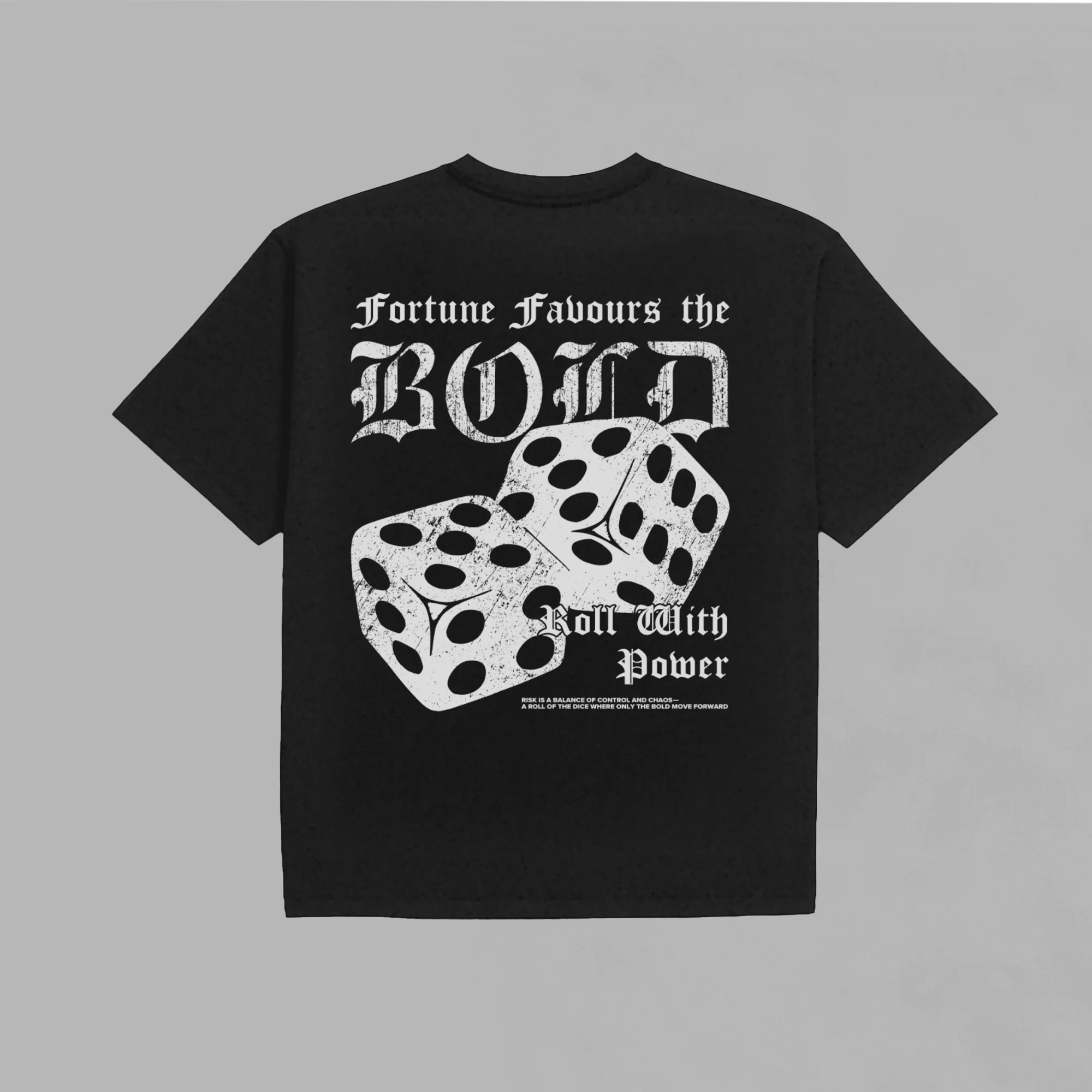 1006 - Fortune Favours The Bold Tee -Jet Black - Image 3