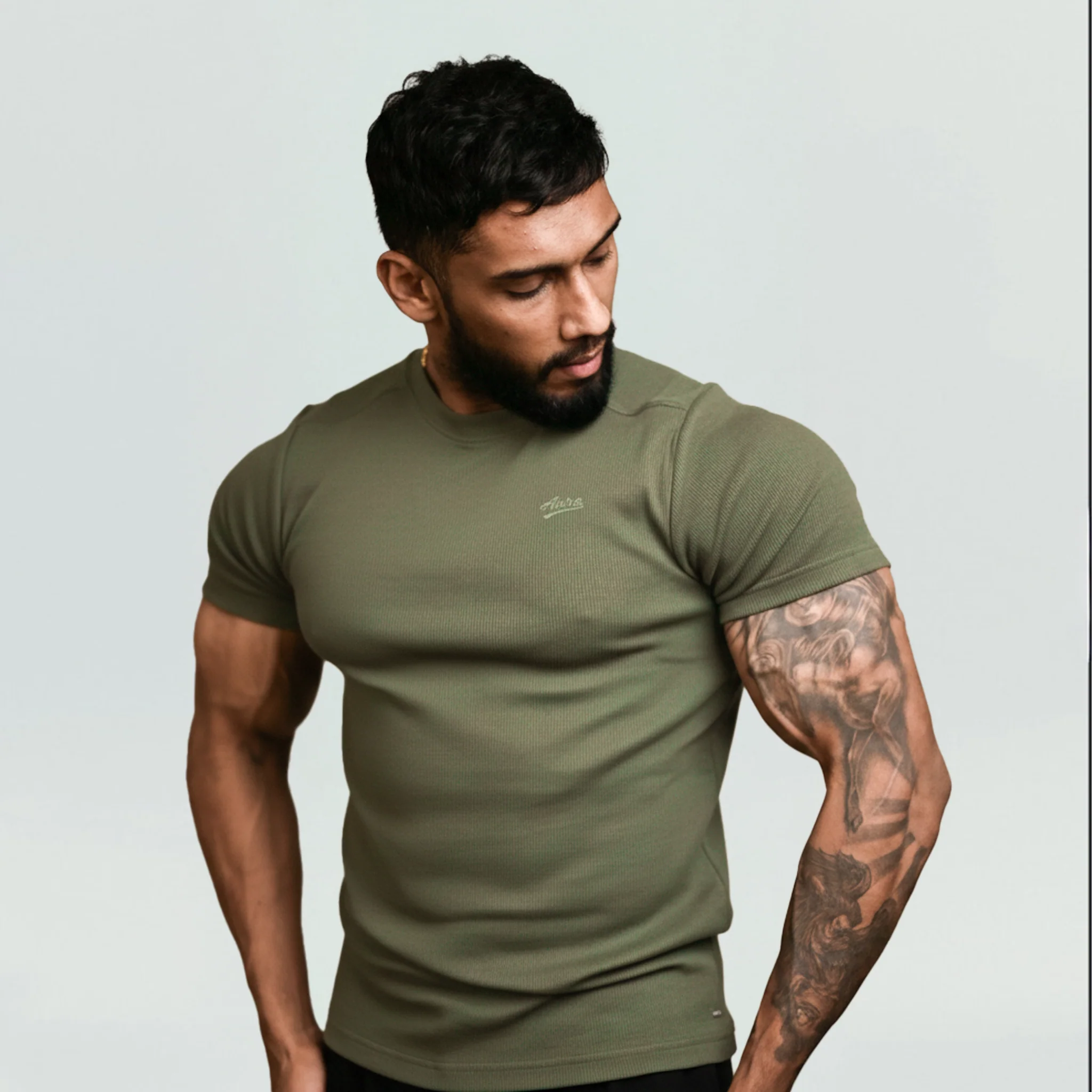 1008 - Aura Fitted Tee- Olive - Image 3