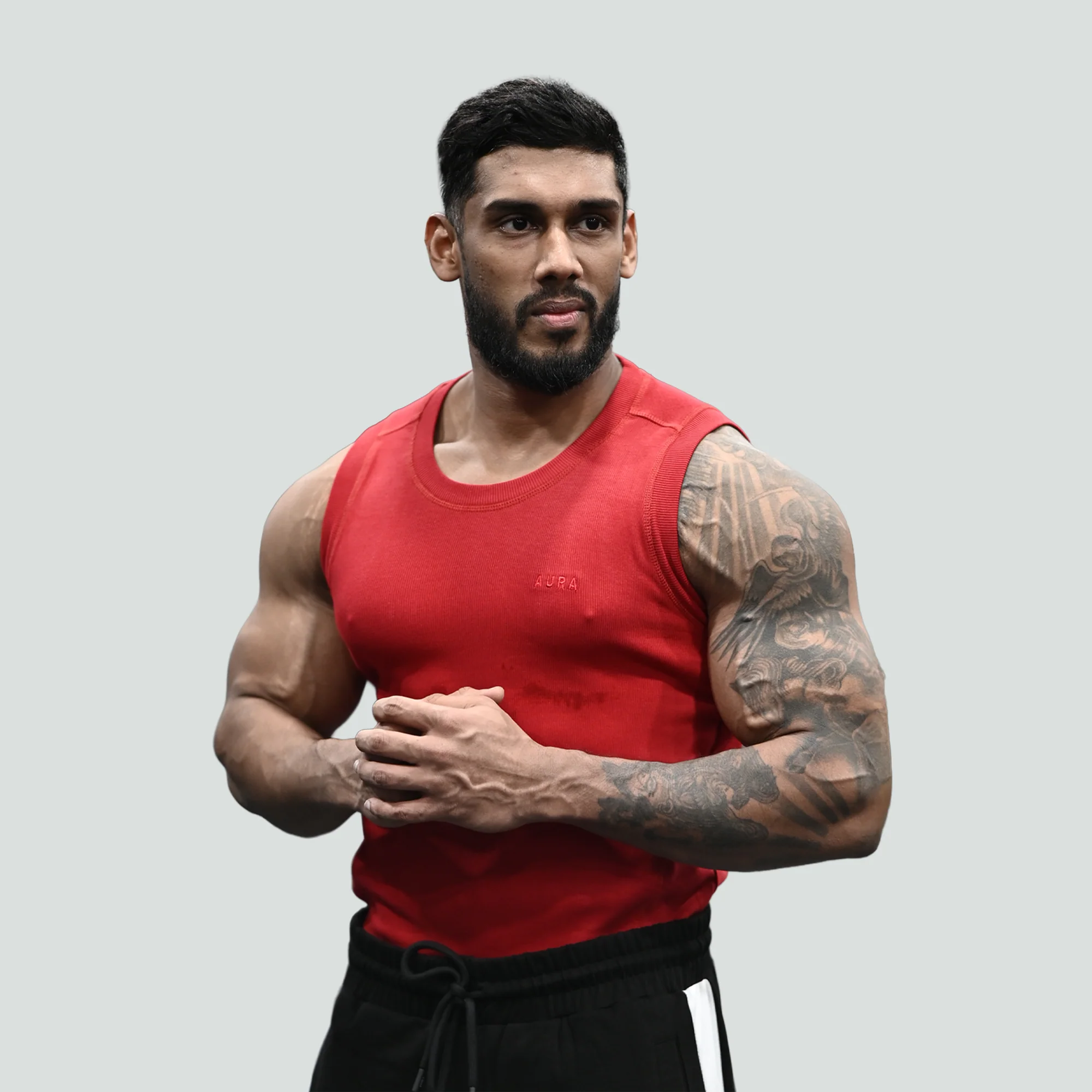 3001 - Aura Body Fit Tank- Crimson Red - Image 5