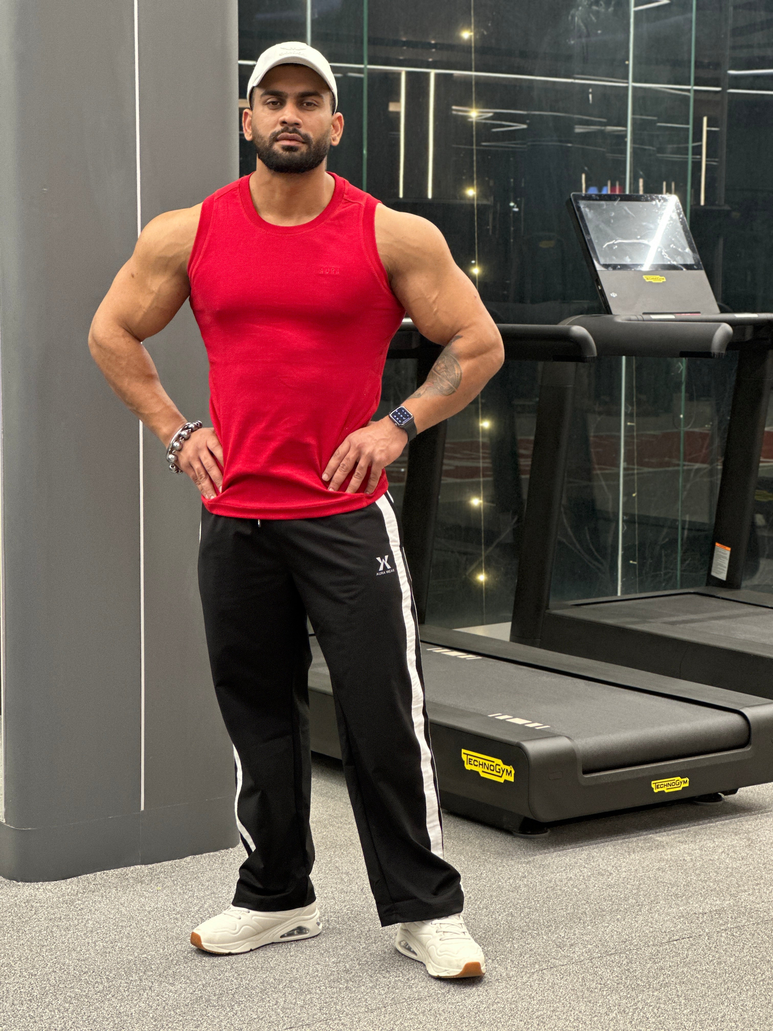 3001 - Aura Body Fit Tank- Crimson Red - Image 6